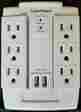 004l0201 Cyberpower Surge Protector Swivel 6 Ac Outlets 2.4 Amp 2 Usb Charge Ports
