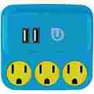 0308783 25114 Ge Uber 3 Outlet Power Tap W 2 Usb Ports Blue Yellow 030878251143