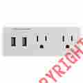 0308786 25337 Ge Power Station Wall Tap W 2 Usb Outlets White 030878253376
