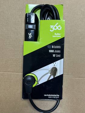 360 819124013595 Electrical Suite Surge Protector With 6 Outlets In Black