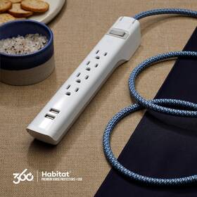 360 Habitat Surge 819124013861 Electrical Premium Protector Power Strip 2.4a Dual Usb Ports