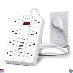 B0bwy79dyq 3m Power Strip With Usb C 8 Outlets 5ft Flat Plug Surge Protector White