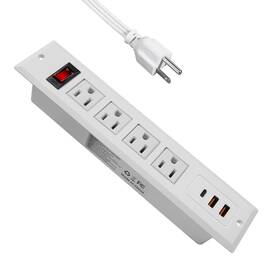 4 Leaf 665878348007 Recessed Power Strip Type C 20w Pd Fast Charge Desk Outlet Outlets 2 Usb A
