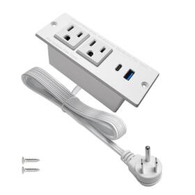 4 Leaf 665878348021 Usb C Recessed Power Strip 2 Outlets Ports Flat Extension Cord