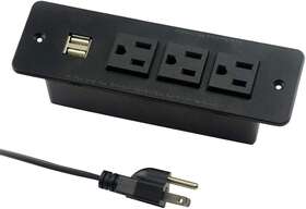 2.1am 4 Leaf 690001837844 Conference Recessed Power Strip With Usb 3 Outlets 1875w/12amp 2 Ports