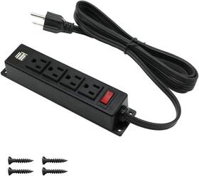 4 Leaf 705353122064 Mountable Power Strip With Usb Ports Wall Mount Outlets Screw Down S