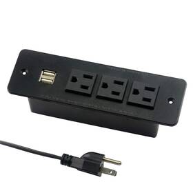 Pt-0003 4 Leaf Conference Recessed Power Strip With Usb 3 Outlets 1875w/12amp 2 Usb-a Black