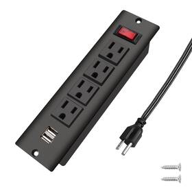 Pt-0042 4 Leaf Recessed Power Strip With Usb Flush Mount Outlet Built In A Black