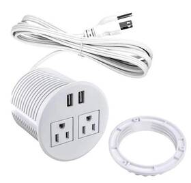 Pt-008w 4 Leaf Power Grommet With Usb 2 Ac Outlets Ports 6 Ft Cord White Color