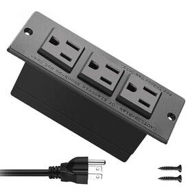 Pt-a031 4 Leaf Recessed Power Strip Black Desk Mount Grommet Socket For Cabinet 3 Ac O