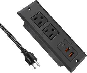 Pt-s023c-1 4 Leaf 20w Recessed Power Strip Usb C Fast Charge Desk Outlet 6.56 Ft Black