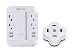 649532618262 Cyberpower Swivel Wall Tap And Usb Charger Combo