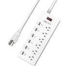 6o6u-w Qolixm Smart Usb Charger Ports Ac Outlets Power Strip Surge