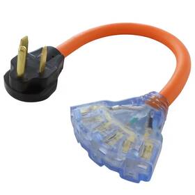 6-50p Ac Works 313045922924 1.5 Ft. 50a 3-prong Welder Plug To 3 Nema 6-15/20 Tri-outlets