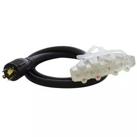 L14-20p Ac Works 445013353300 5 Ft. 20 Amp Locking Plug To 4 15/20a Household Pdu With Power Indicat