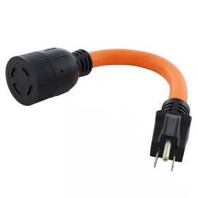L14-30 Ac Works 445018253261 1 Ft. 15 Amp Household Plug To 30 4-prong Transfer Switch Inlet Adapt