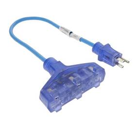 Accl 755704207438 2 Feet 3-outlet Adapter 14/3 Sjtw Lighted Clear Blue Receptacle 8 Pack
