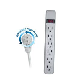 Sg-81615 Acl 15 Feet Power Cable With 6 Outlet Surge Protector Flat Rotating Plug Horizo
