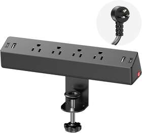 Acozvin 313089953915 Desk Clamp Power Strip 10 Ft Cord 1875w Surge Protector With 4 Ac Outlets Usb