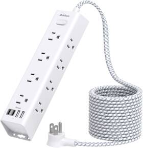 Addtam 313043095019 Surge Protector Power Strip - 10 Ft Extension Cord With 12 Widely A