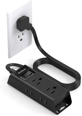Addtam 313053986901 Cruise Essentials Flat Plug Power Strip 5 Ft Ultra Extension Cord With 6
