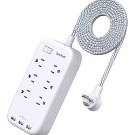 Addtam 445027333381 Power Strip Surge Protector 6 Outlets 3 Usb Ports 6ft Long Extension Protection