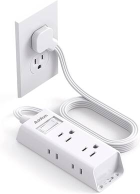 Addtam 445040577557 Cruise Essentials - Flat Plug Power Strip 5 Ft Ultra Extension Cord