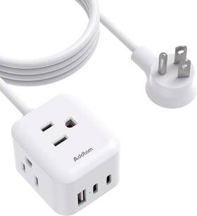 Addtam 445045947935 Cruise Essentials 5 Ft Small Power Strip With 3 Outlets And Usb Ports 2 C