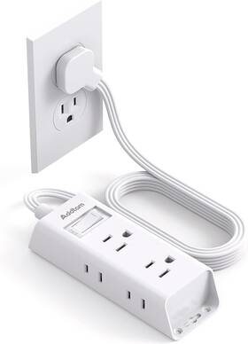 Addtam 711181111200 Cruise Essentials - Flat Plug Power Strip 5 Ft Ultra Extension Cord