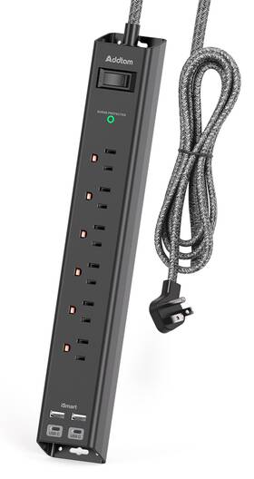 Addtam 739750146897 Surge Protector Power Strip 6 Ac Outlets 4 Usb 5ft Extension Cord Overload P