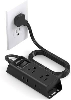 Addtam 744110257625 Cruise Essentials - Flat Plug Power Strip 5 Ft Ultra Extension Cord Addtam 744110257625 Cruise Essentials - Flat Plug Power Strip 5 Ft Ultra Extension Cord