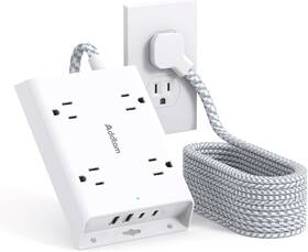Ad314 Addtam Surge Protector Power Strip 5 Ft Flat Plug Extension Cord With 4 Usb Wal