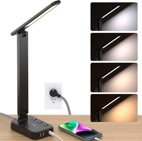 Ad3wlcdb Addtam Led Desk Lamp Power Strip With 3 Outlets 4 Usb Charging Ports 2 Usbc