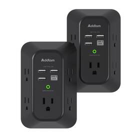 Ad5004bp Addtam 2 Pack Usb Wall Charger Surge Protector 9 Outlet Extender With C And A