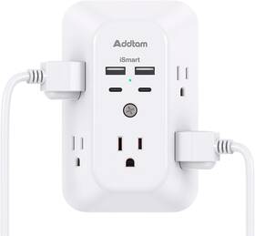 Ad5004c2 Addtam Surge Protector Outlet Extender - 5-outlet Splitter With 4 Usb Wall Charg
