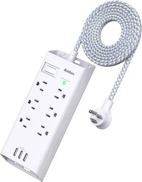 Ad5006 Addtam Power Strip Surge Protector 6 Outlets And 3 Usb Ports 5ft Long Extension