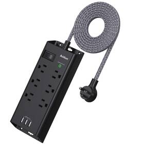 Ad5006b Addtam Power Strip Surge Protector 6 Outlets And 3 Usb Ports 5ft Long Extens