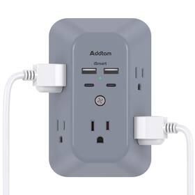 Us-ad5004c2g Addtam Surge Protector Outlet Extender Multi Plug Wall 2c2a Gray