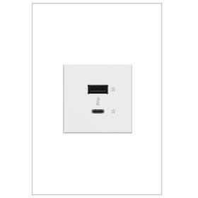Arusb2ac6w4 Adorne Full-size Ultra Fast Charge Usb Outlet Type A/c White Arusb2a