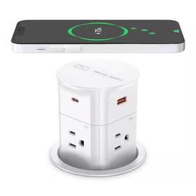 800j Adrinfly 313107831881 4-outlets 4-usb Pop Up Countertop 15w Wireless Charger Surge Protection