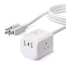 Adrinfly 726084779501 3-outlet Multi-port Power Strip Surge Protector With Usb-c And 2 Usb-a 5 Ft. E
