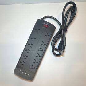 Aestor S3011 12 Outlet Surge Protector Power Strip 4 Usb Ports Black 3.6-5ft Cable
