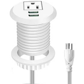 Ahfiwaso 313022092053 1-outlet Ac Desktop Power Grommet With 2-usb Ports And 6.56 Ft. Cable Fire Resis
