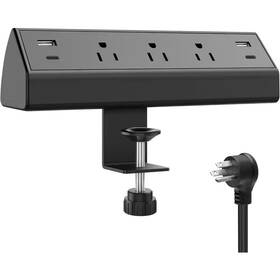 Ahfiwaso 313057182149 3-outlet Power Strip Surge Protector Desk Clamp With 4 Usb Port And 6 Ft. Flat P