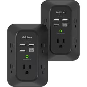 Ahfiwaso 313095731712 5-outlet Power Strip Surge Protector With 4 Usb Port 3 Sided Wall Adapter In Bla Ahfiwaso 313095731712 5-outlet Power Strip Surge Protector With 4 Usb Port 3 Sided Wall Adapter In Bla