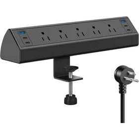 Ahfiwaso 313103167151 5-outlet Ac Desk Clamp Power Strip With Usb-c Ports And 6 Ft. Cord In Black