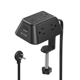 Ahfiwaso 445008988975 5-outlet Desk Clamp Power Strip Surge Protector With 3-usb Ports And 6 Ft. Cord