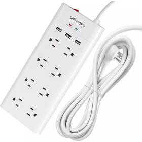 Ahfiwaso 445013524557 12 Ft. Flat Plug Surge Protector Power Strip Long Extension Cord With 8 Widely A