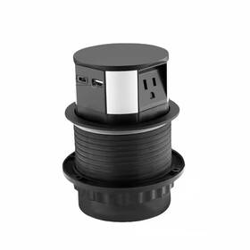 Ahfiwaso 711181210378 3-outlet Pop-up Fast Induction Charger With Usb Ports Matte Black