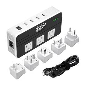 Ahfiwaso 711181406825 3-outlet Power Strip Surge Protector Voltage Converter Travel Adapter With 3 Usb